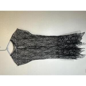 1920’s Style Retro Black Sheer Lace Dress Drop Waist Asymmetrical Hem Flapper